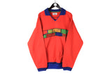 Vintage Carlo Colucci Sweatshirt XXLarge red v-neck collared jumper 90s made in Germany