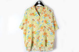 Vintage Hawaii Shirt Large yellow orange citrus bright summer shirt