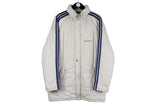 Vintage Adidas Jacket XLarge gray 80s made in Finland puffer classic 3 stripes