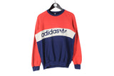 Vintage Adidas Sweatshirt Small red blue 80's big logo retro crewneck