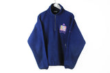 Vintage Sergio Tacchini Fleece 1/4 Zip Large navy blue nature pattern 90s retro style streetwear sweater At one with Nature