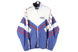 Vintage Diadora Track Jacket XLarge blue white 90s retro sport style windbreaker