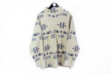 Vintage Adidas Fleece XLarge / XXLarge abstract pattern 90s turtleneck crazy print winter outdoor sweater