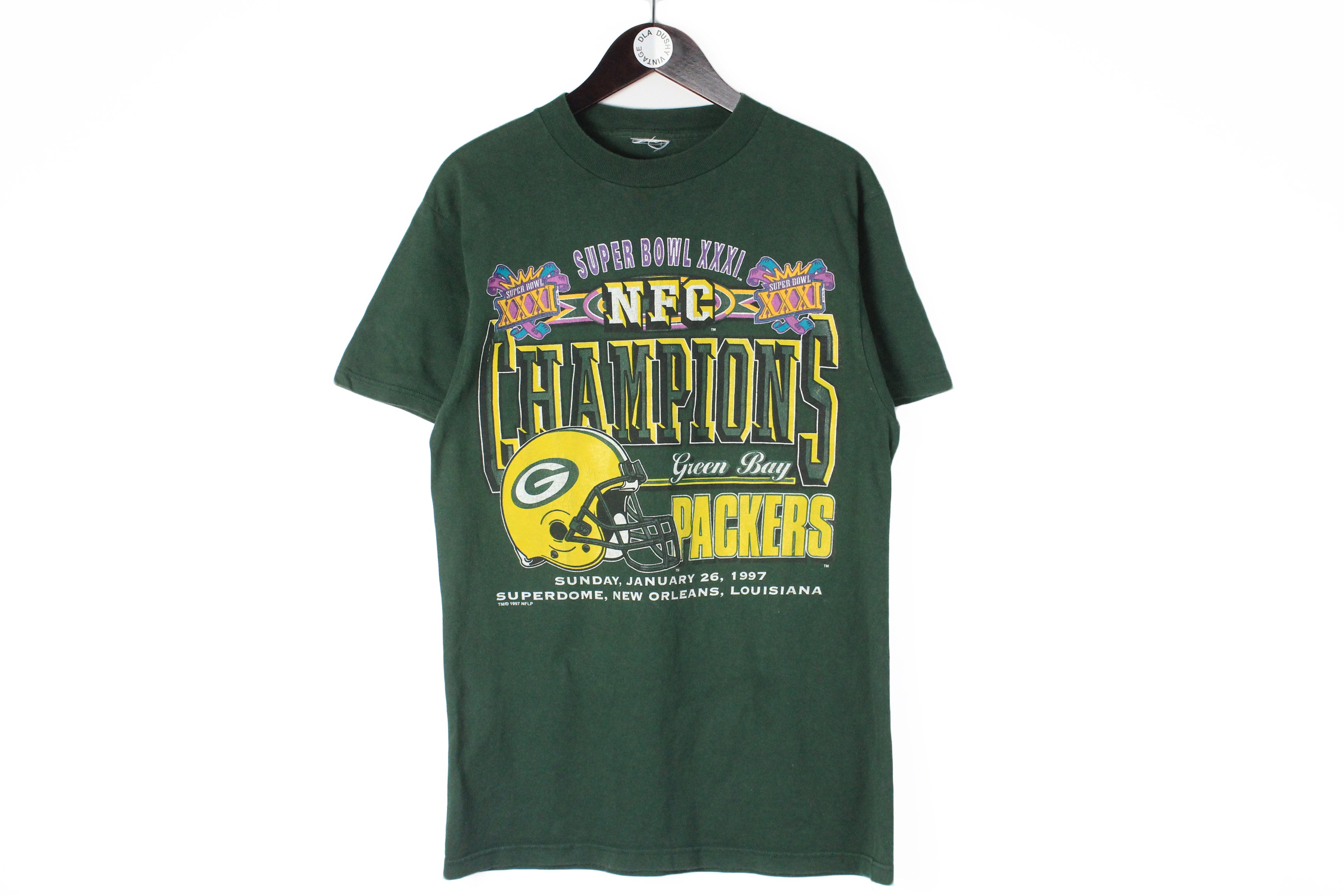 worldfamous90store Vintage 1997 Super Bowl Green Bay Packers Shirt / NFC Champions American Sports