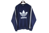 Vintage Adidas Sweatshirt Medium navy blue crewneck 90s retro sport jumper