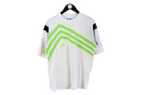 Vintage Adidas T-Shirt Medium / Large white cotton neon acid green basic sport tee 90s