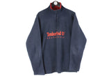 Vintage Timberland Fleece 1/4 Zip Large navy blue big logo red 90s retro sport USA style jumper