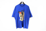Vintage Wallace & Gormit 1989 T-Shirt XXLarge blue big logo dog 90's crew cotton basic tee