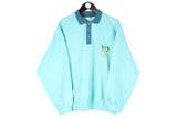 Vintage Quiksilver Sweatshirt Medium blue big logo ski style extreme collared jumper sport wear 90s