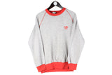 Vintage Adidas Sweatshirt Small gray small logo crewneck 90s retro classic sport jumper