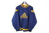 Vintage Adidas Basketball Sweatshirt Medium blue big logo yellow 90's