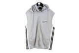 Vintage Adidas Track Jacket Sleeveless Vest Medium / Large gray big logo hooded 90's sport style