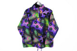 Vintage Fleece 1/4 Zip Women's Medium multicolor 90s sport streetwear abstract crazy pattern sweater