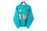 Vintage Hanes Sweatshirt Large made in USA blue bear polar kids embroidery logo 80's style