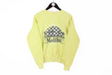 Vintage Malibu Beach Sweatshirt Small 90's see you soon authentic crewneck yellow jumper