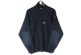 Vintage Paul & Shark Sweater Large navy blue henley collar 90s retro casual jumper