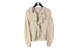 Vintage Christian Dior Blouse Women's Medium / Large brown beige 90's authentic luxury transparent shirt