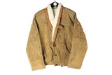 Vintage Suede Leather Jacket Small brown 90s retro sherpa classic heavy coat