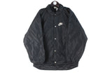 Vintage Nike Jacket Small black coach style 90s retro windbreaker sport coat big swoosh logo