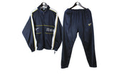Vintage Reebok Tracksuit Medium / Large navy blue big logo 90's sport suit full zip jacket and track pants