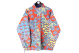 Vintage Maser Fleece full Zip Small abstract pattern wild crazy print 90s retro heavy sweater ski jumper
