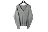 Vintage Lacoste Pullover XLarge gray 90's deep v-neck jumper retro style sweater