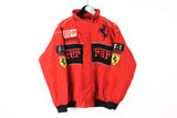 Vintage Ferrari Jacket Medium big logo Racing F1 Michael Schumacher Formula 1 red big logo racing full zip jacket