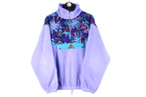 Vintage Aesse Polartec Fleece 1/4 Zip Large purple 90s retro abstract pattern sweater sport jumper winter cozy ski pullover