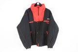 Vintage K-Way Drakkar Noir Jacket Guy Laroche Medium black red hooded outdoor ski style International jacket