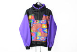 Vintage Fleece 1/4 Zip Medium multicolor crazy pattern rave 80s ski sweater