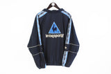 Vintage Le Coq Sportif Sweatshirt XLarge blue full sleeve logo collared v-neck jumper