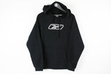 Vintage Reebok Hoodie Medium black hooded sweatshirt 90s sport retro style oversize UK jumper