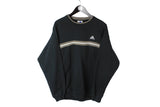 Vintage Adidas Sweatshirt Large black small logo 90's crewneck sport style jumper authentic