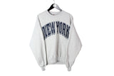 Vintage New York Sweatshirt Large gray 90's big logo retro style crewneck jumper