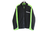 Vintage Kawasaki Fleece Full Zip black green big logo racing 00s moto gp sweater