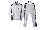 Vintage Kappa Tracksuit Large gray full strip logo 90's cotton jacket and sweatpants