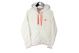 Vintage Nike Hoodie Full Zip Small white orange big logo 00s retro style cardigan sport wear