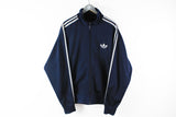 Vintage Adidas Track Jacket XLarge blue classic strips 90s nylon jacket