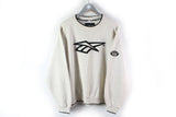 Vintage Reebok Sweatshirt Medium / Large big logo beige 80s sport jumper uk style