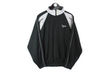 Vintage Reebok Track Jacket Large black full zip 90s retro style polyester windbreaker