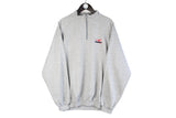 Vintage Diadora Sweatshirt 1/4 Zip gray 90s small logo retro jumper