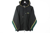 Vintage Adidas Hoodie Snap Buttons Medium black big logo oversize hip hop 90s sport jumper