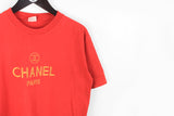 Vintage Chanel Bootleg Big Embroidery Logo T-Shirt Medium / Large
