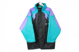 Vintage Adidas Jacket Medium black blue multicolor 90s sport athletic puffer