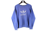 Vintage Adidas Sweatshirt Small blue big logo 80s retro crewneck sport style jumper