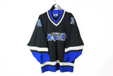 Vintage Orlando Magic Jersey Large big logo black made in Korea Starter V-neck Hockey style NBA t-shirt