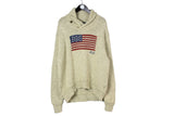 Ralph Lauren Sweater XLarge size men's knitted wear big logo USA flag classic luxury style knit sweat long sleeve