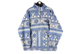 Vintage Fleece 1/4 Zip Medium abstract pattern ski sweater 90s retro sport style jumper
