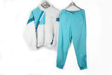 Vintage Adidas Tracksuit Large blue white 90s polyester sport suit