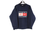Vintage Tommy Hilfiger Bootleg Sweatshirt blue big logo 90s retro style crewneck USA hip hop jumper